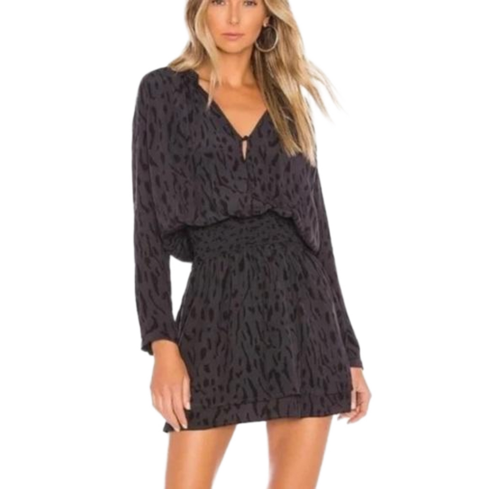 Rails Black Mini Dress with Subtle Charcoal Print